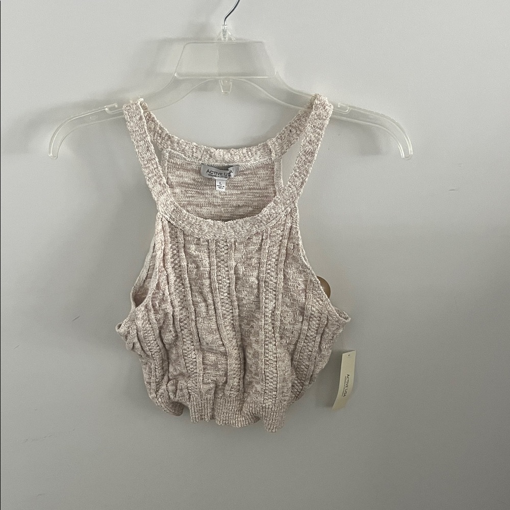 Active USA Cream Knit Tank Top